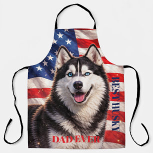 Delantal Bandera Americana Mejor Papá del Mundo Husky Perro