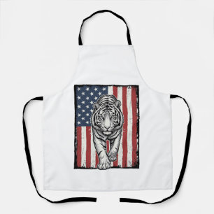Delantal Bandera Americana Patriótica del Tigre Grabado Vin