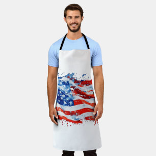 Delantal Bandera Americana USA Acuarela 4 de Julio
