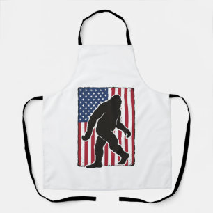 Delantal Bandera Americana Vintage Silueta de Bigfoot Vecto