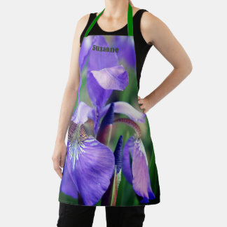 Delantal Bandera Azul Púrpura Flor Iris Personalizada