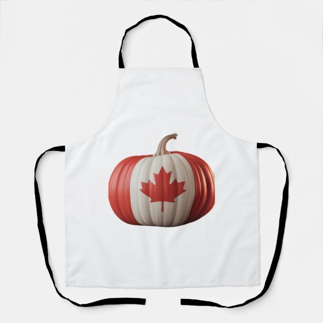 Delantal Bandera Canadiense Calabaza Maple Leaf Acción de G (Anverso)