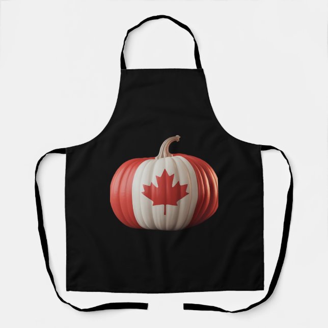 Delantal Bandera Canadiense Calabaza Maple Leaf Acción de G (Anverso)