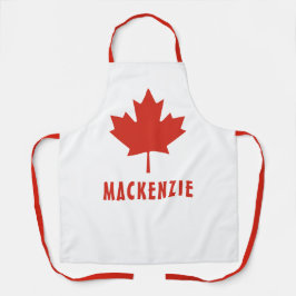 Delantal Bandera canadiense Red Maple Leaf Canada Day Name