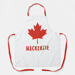 Delantal Bandera canadiense Red Maple Leaf Canada Day Name