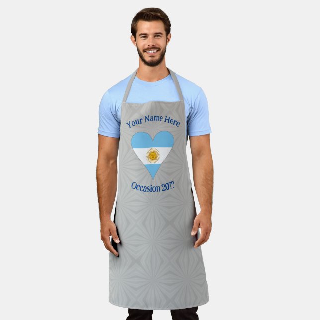 Delantal Bandera de Argentina Corazón Personalizado (Gastado)