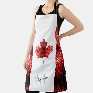 Delantal Bandera de Canadá gavillas rojas Monograma