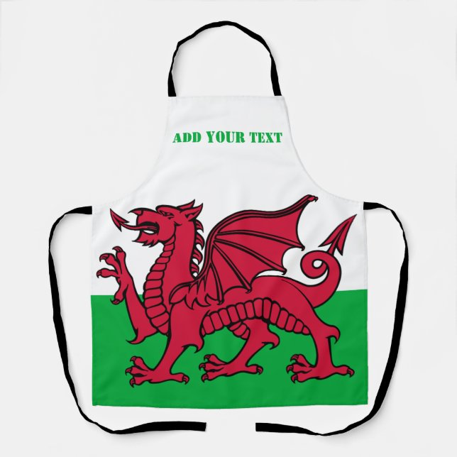Delantal Bandera de Gales Dragon Inglaterra Cardiff rojo br (Anverso)