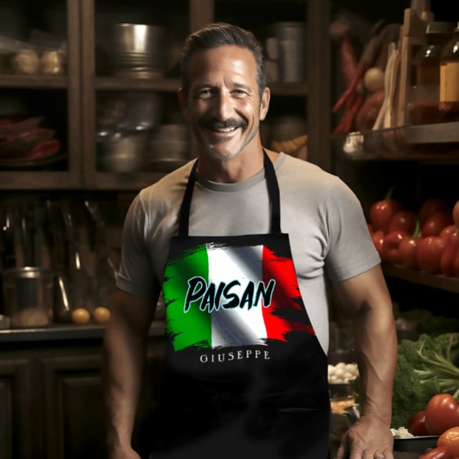 Delantal Bandera de Italia Bandera Italiana Apron Negro (Subido por el creador)