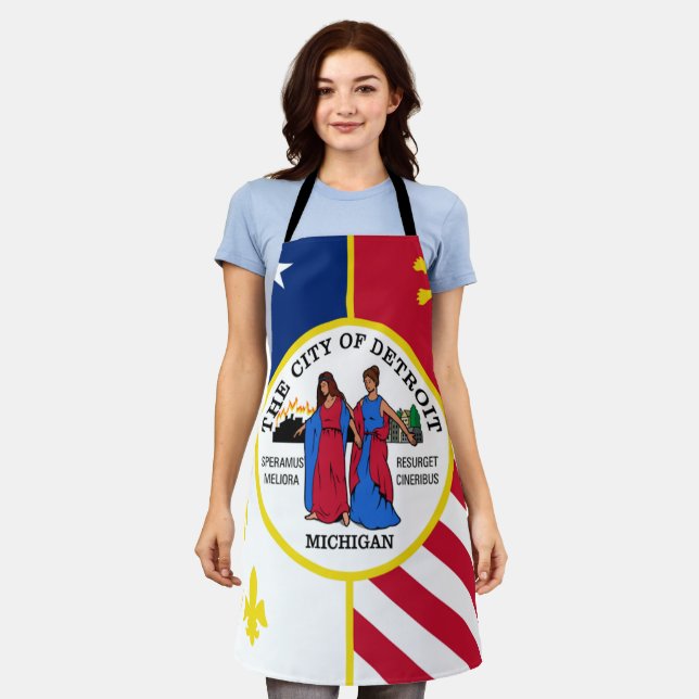 Delantal Bandera de la ciudad de Detroit Apron (Gastado)
