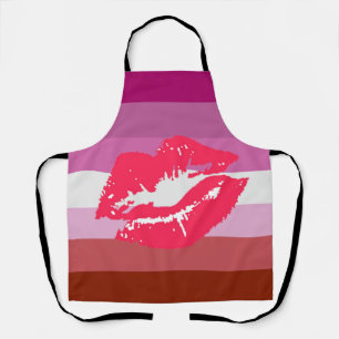 Delantal Bandera de Orgullo Lesbiana con Lápiz Labial