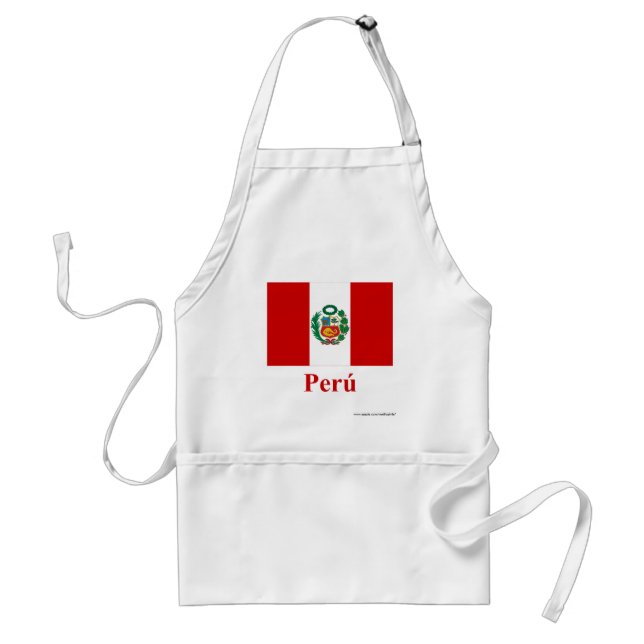 Delantal Bandera de Perú con nombre en español (Frente)