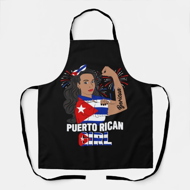 Delantal Bandera de Puerto Rico Mujeres fuertes Chica puert (Anverso)