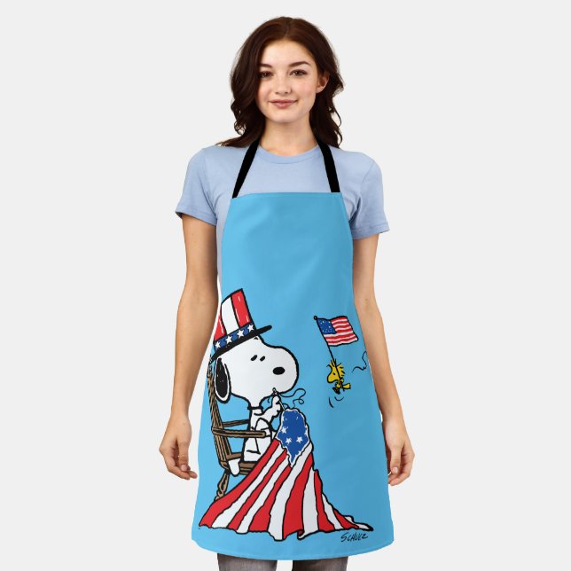 Delantal Bandera de Snoopy Sgire el 4 de julio (Gastado)