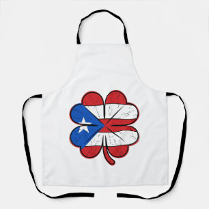 Delantal Bandera de trébol de Puerto Rico Grabado vintage V