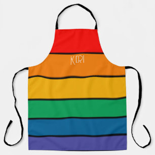 Delantal Bandera del Orgullo Arco Iris Monograma LGBTQ - No