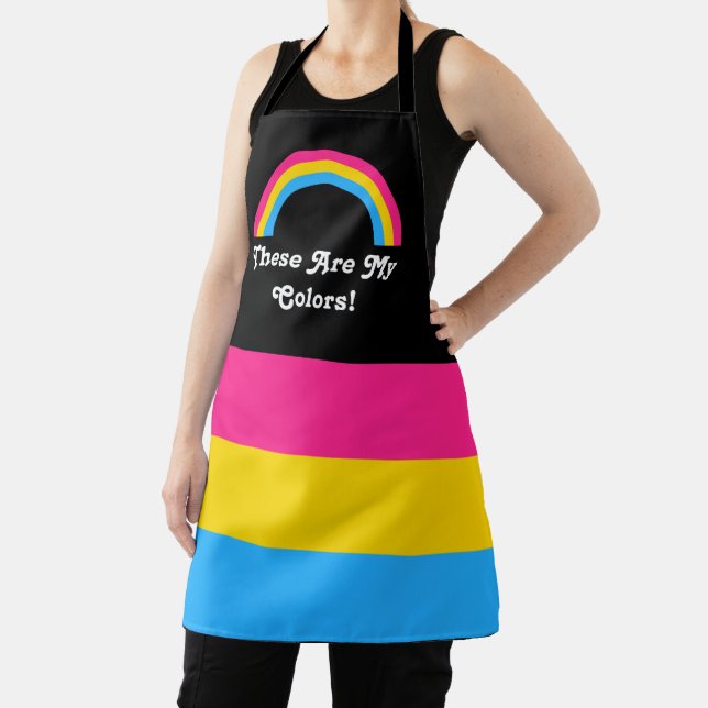 Delantal Bandera del orgullo de Pan y arco iris con un text (in situ)