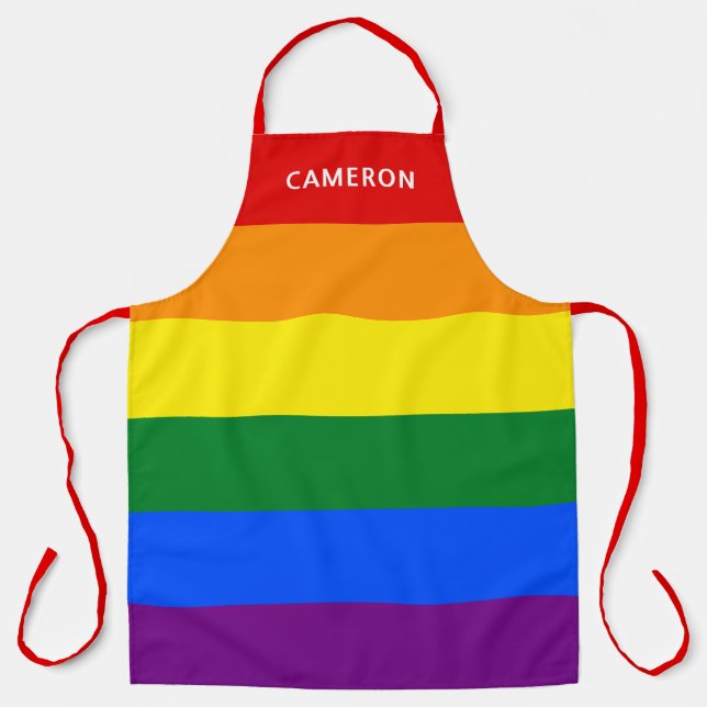 Delantal Bandera del Orgullo Gay Monogramada (Anverso)