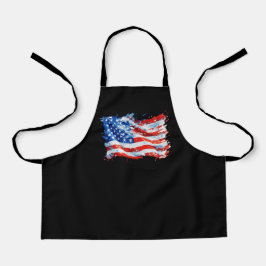 Delantal Bandera estadounidense acuarela 4 de julio