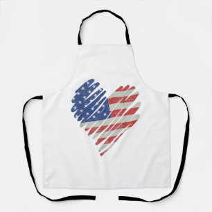 Delantal Bandera estadounidense Corazón azul blanco rojo 4