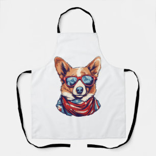 Delantal Bandera estadounidense Corgi Patriotic Dog
