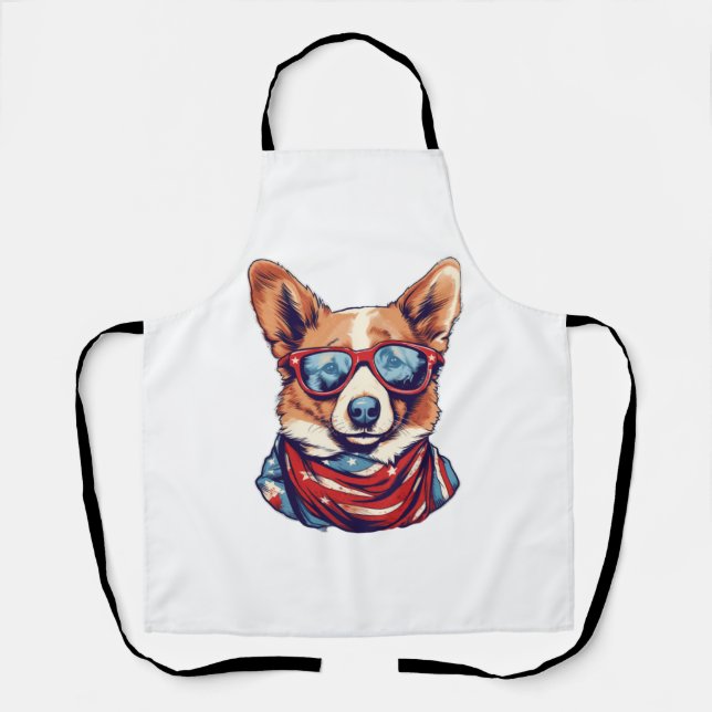 Delantal Bandera estadounidense Corgi Patriotic Dog (Anverso)