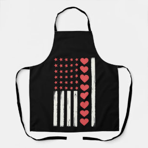 Delantal Bandera estadounidense el día de San Valentín cora