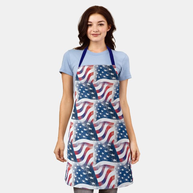 Delantal Bandera estadounidense Patriótica Estados Unidos C (Gastado)