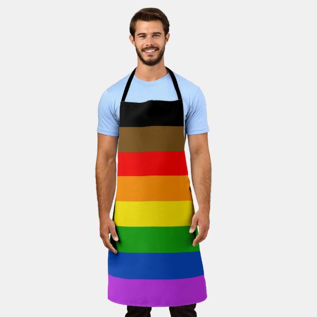 Delantal Bandera inclusiva del orgullo LGBTQ personalizado (Gastado)
