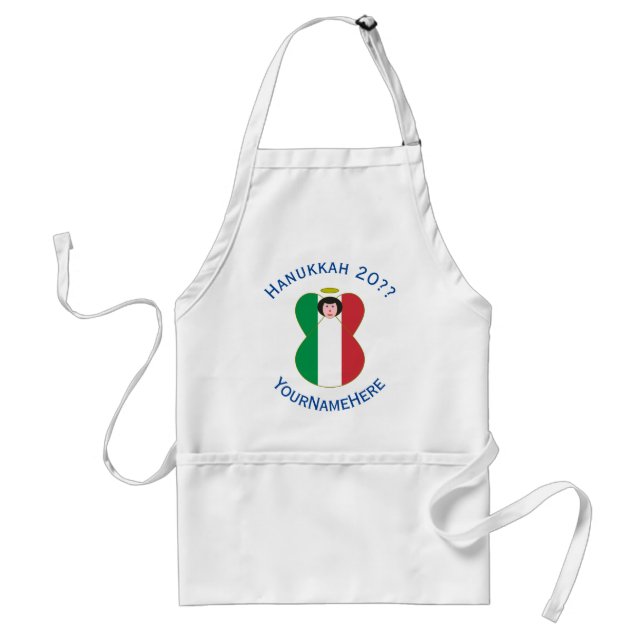 Delantal Bandera italiana ángel Hanukkah Personalizado  (Frente)