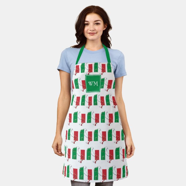 Delantal BANDERA ITALIANA | Monograma | Italiano (Gastado)