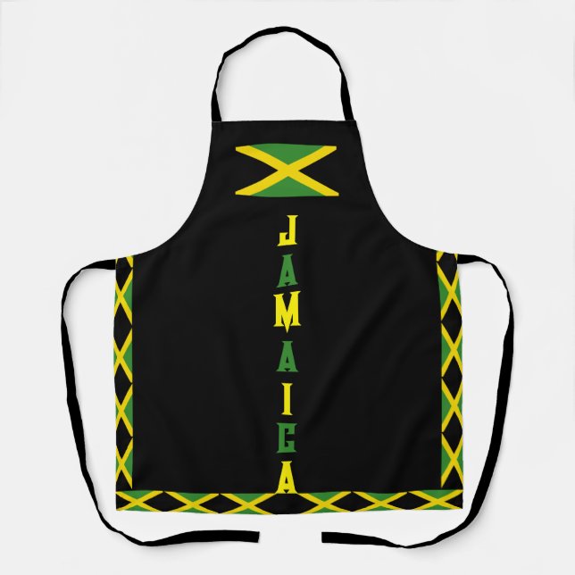 Delantal Bandera jamaiquina Amarillo Verde Isla de Jamaica  (Anverso)
