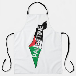 Delantal Bandera Palestina Libre en el mapa de Palestina