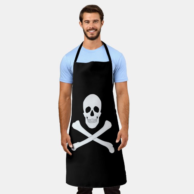 Delantal Bandera pirata (cráneo y cruz) (Jolly Roger) (Gastado)