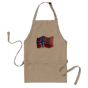 Delantal Bandera que agita Noruego-Americana