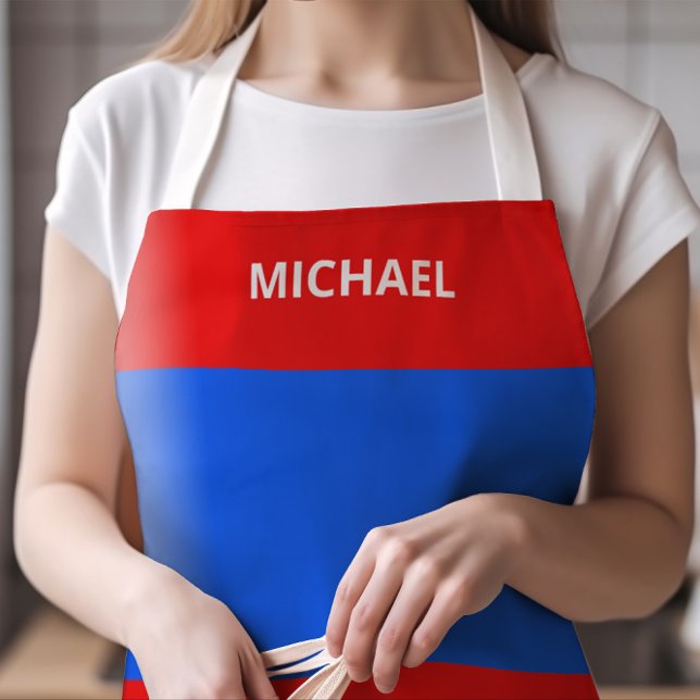Delantal Bandera roja blanca y azul de Puerto Rico con nomb (Puerto Rico Flag Apron in Red, White, and Blue with Any Name)