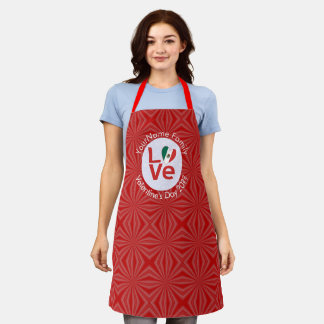 Delantal Bandera Roja Mexicana de AMOR personalizada