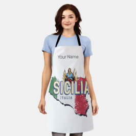 Delantal Bandera Sicilia Italia Mapa retro recuerdo de époc