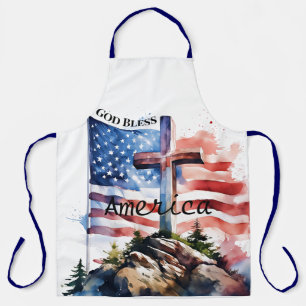 Delantal Bandera y cruz "Dios bendiga a América"