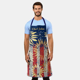 Delantal Bandera y girasoles personalizados