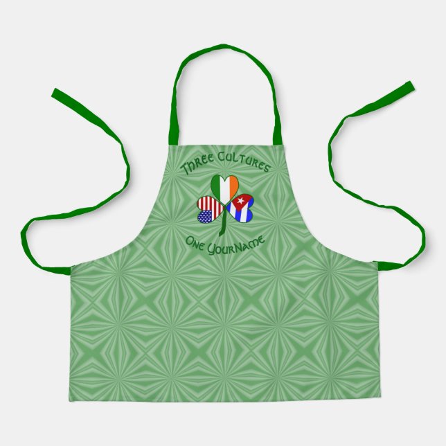 Delantal Banderas irlandesas cubanas de EE.UU. Shamrock per (Anverso)