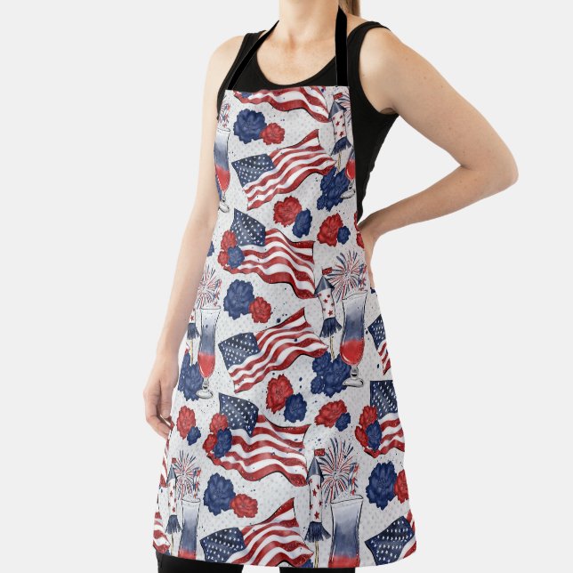 DELANTAL BANDERAS PATRIÓTICAS AZULES ROJAS BEBEN FLORES (in situ)