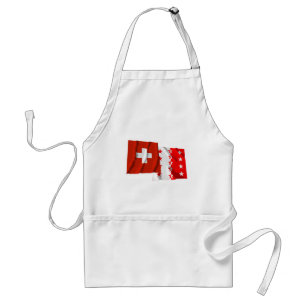 Delantal Banderas que agitan de Suiza y de Valais
