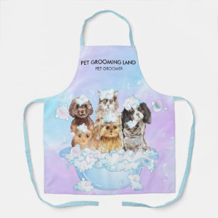 Delantal Baño Rosa Azul Spa para Mascotas Perros Gatos