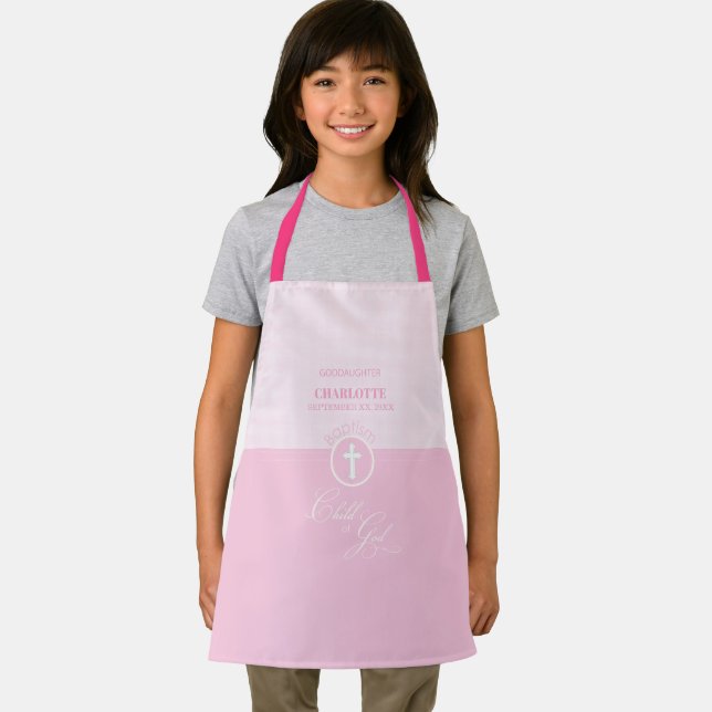 Delantal Baptismo Hija rosa de Dios Personalizada (in situ)