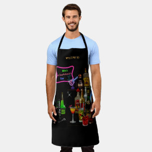 Delantal Bar Apron con su nombre en el Rótulo Neon
