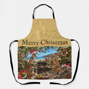 Delantal Barbacoa de Navidad junto al mar con canguros y ko