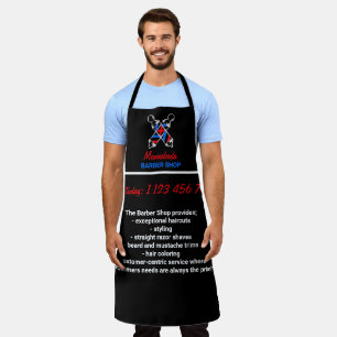 Delantal Barbero Navy Rojo Negro Logo Poste