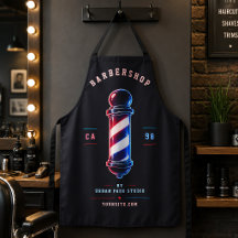 Barbershop Glowing Bold Blue Red Pole Logo