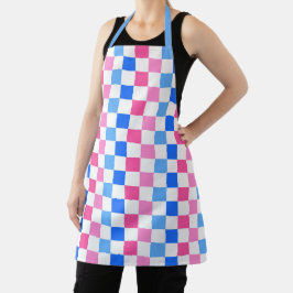 Delantal Barbie goes to the ocean checkerboard pattern